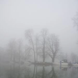 Fog over the river Thames at Pangbourne, UK
