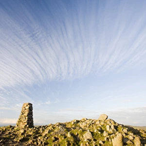 Trig Point on the summit of Red Screes in the Lake District UK