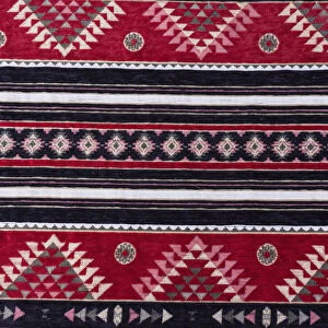 Colorful woven Bedouin fabric at Wadi Rum in Jordan