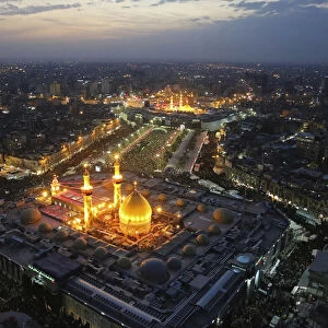 An aerial view shows the Shrines of Imam al-Abbas and Imam al-Hussein during the commemoration