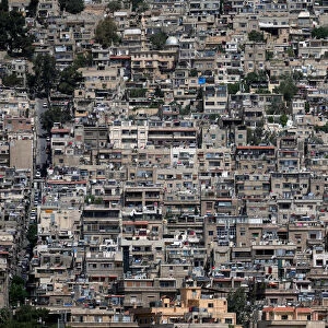 A general view shows houses at Mount Qasioun in Damascus