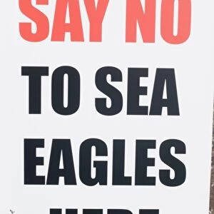 Anti Sea Eagle reintroduction scheme sign at Holkham North Norfolk Feb 2010