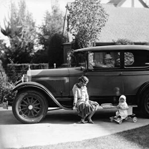 Stan Laurel at the wheel of 1927 Hupmobile