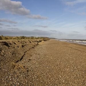 Looking north along Minsmere beach towards Dunwich and Southwold, Suffolk
