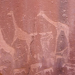 Africa, Namibia, Twyfwlfontein. Ancient rock art at Twyfelfontein Country Lodge