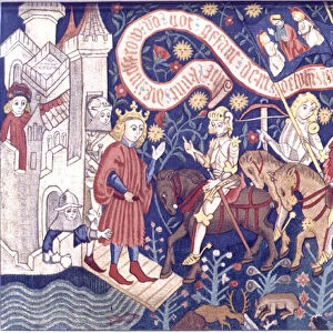 Arrival of Joan of Arc at Chinon, 1428. From a tapestry. FRANCE