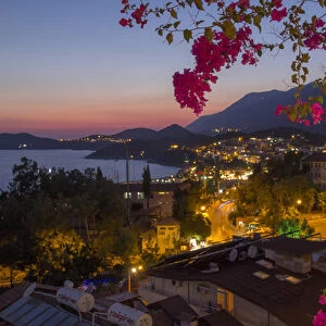 Asia, Turkey, Kas. Sunset over Kas. Kas is a small fishing, diving, yachting and tourist town