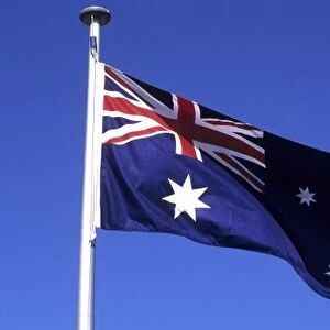 Australian flag blowing in the wind in Sydney Australia