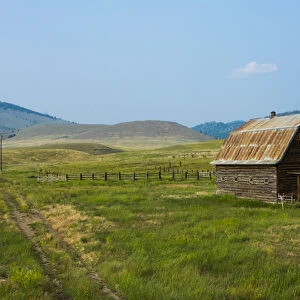 Butte Montana old worn barn in farm county of MT