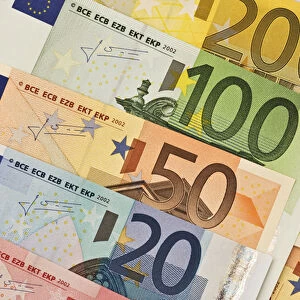 Close-up of different Euro notes. Credit as: Dennis Flaherty / Jaynes Gallery / DanitaDelimont