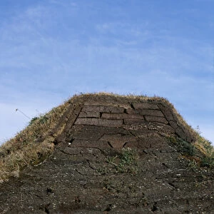 Cross section of a sod roof on a reconstructed building in L Anse aux Meadows