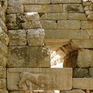 Cyclopean walls of the ancient city dating from IV century B. C. View of the gateway