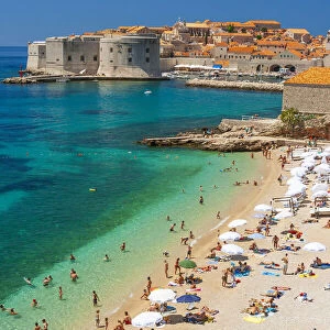 Dubrovnik, Croatia. Beach on the Adriatic Sea near Old Town
