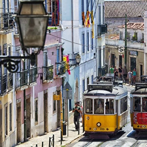 Europe, Portugal, Lisbon. Lisbon transportation; Famous Old Lisbon Cable Car