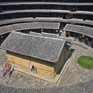 Inside Yuqing Tulou in Chuxi Tulou Cluster, UNESCO World Heritage site, Yongding