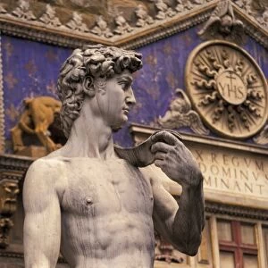 Italy, Tuscanny, Florence. Statue of David in Piazza della Signoria