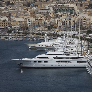 Malta, Valletta, Ta Xbiex, Lazaretto Creek yacht basin, seen from St. Michaels Bastion