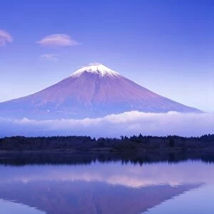 Mt. Fuji with Lenticular Cloud, Motosu Lake, Yamanashi, Japan