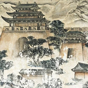 Mural telling the story of Journey to the West, Xuanzang and his followers
