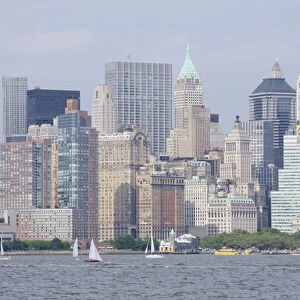 New York, New York City, The Battery. New York City skyline from the Hudson River