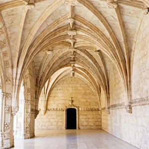 Portugal, Lisbon. Interior view in the Jeronimos Monastery, a UNESCO World Heritage Site