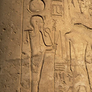 Relief depicting Khonsu (Khonsar) god of the moon. First Courtyard, built by Ramses II