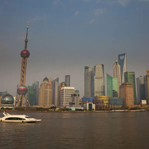 The Shanghai Pudong New Area skyline, including the Oriental Pearl Tower, the Shanghai