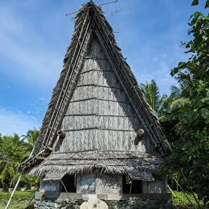 Traditional thatched roof hut, Island of Yap, Micronesia