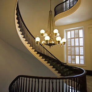 USA, Alabama, Montgomery. Alabama State Capitol, b. 1851, interior staircase