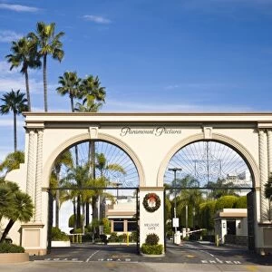 USA, California, Los Angeles. Entrance gate to Paramount Studios on Melrose Avenue