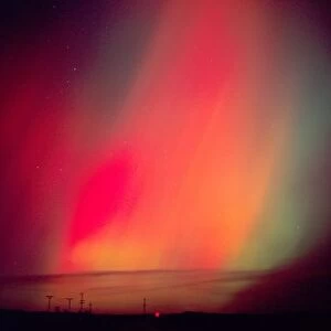 USA, Idaho. Aurora borealis, northern lights at midnight east of Boise