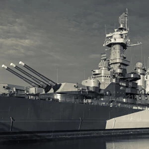 USA, North Carolina, Wilmington, Battleship USS North Carolina, BB-55, late afternoon
