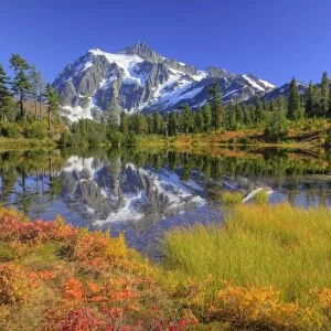 WA, Heather Meadows Recreation Area, Mt. Shuksan, reflected in Picture Lake