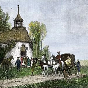 Colonial churchgoers in Sleepy Hollow, New York