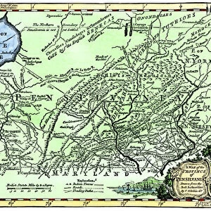 Colonial Pennsylvania map, 1750s