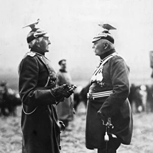 (1838-1917). Count Ferdinand von Zeppelin. German soldier and aeronaut. Photographed c1914, with Count Gottlieb von Haeseler (left)