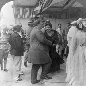(1857-1930). 27th President of the United States. Taft as Secretary of War, greeting Filipino friends during a visit, c1905