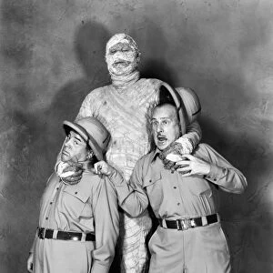 ABBOTT AND COSTELLO. Bud Abbott and Lou Costello in Meet the Mummy, 1955