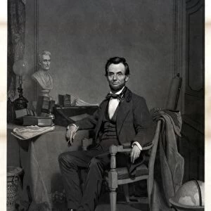 ABRAHAM LINCOLN (1809-1865). 16th President of the United States. Engraving by John Sartain