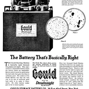 AD: GOULD STORAGE BATTERY. American advertisement for the Gould Storage Battery