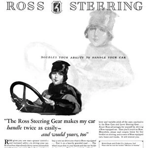 AD: ROSS STEERING, 1927. American advertisement for Ross Cam and Lever Steering Gears