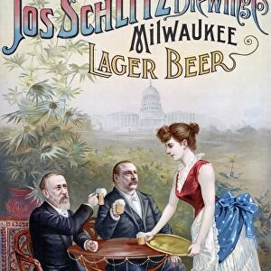 AD: SCHLITZ, c1888. The whole nation enjoys Jos Schlitz Brewing Co.s Milwaukee lager beer
