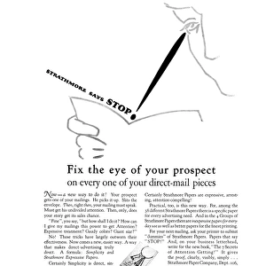 AD: STRATHMORE, 1927. American advertisement for Strathmore Papers, 1927