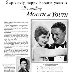 AD: TOOTHPASTE, 1927. American advertisement for Pebeco Toothpaste, 1927