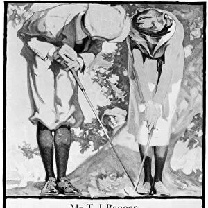 An advertisement for Wallach Brothers clothier of New York City featuring two golfers. From an American magazine, 1916
