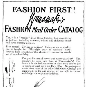 AD: WANAMAKER S, 1919. American advertisement for Wanamakers mail order catalog, 1919