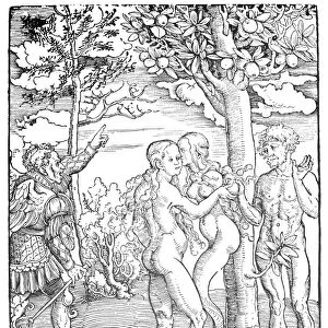 ADAM & EVE. Woodcut by Lucas Cranach the Elder, c1523