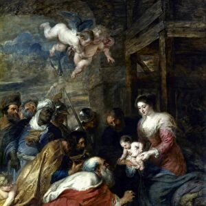 ADORATION OF THE MAGI. Oil, 1634, by Peter Paul Rubens