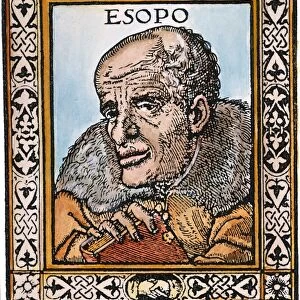 AESOP, 1492. The legendary Greek fabulist Aesop: Venetian woodcut, 1492