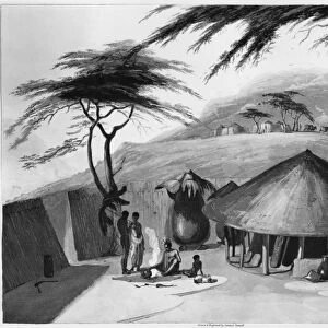 AFRICA: VILLAGE. A Boosh-Wannah Hut. Engraving published in African Scenery